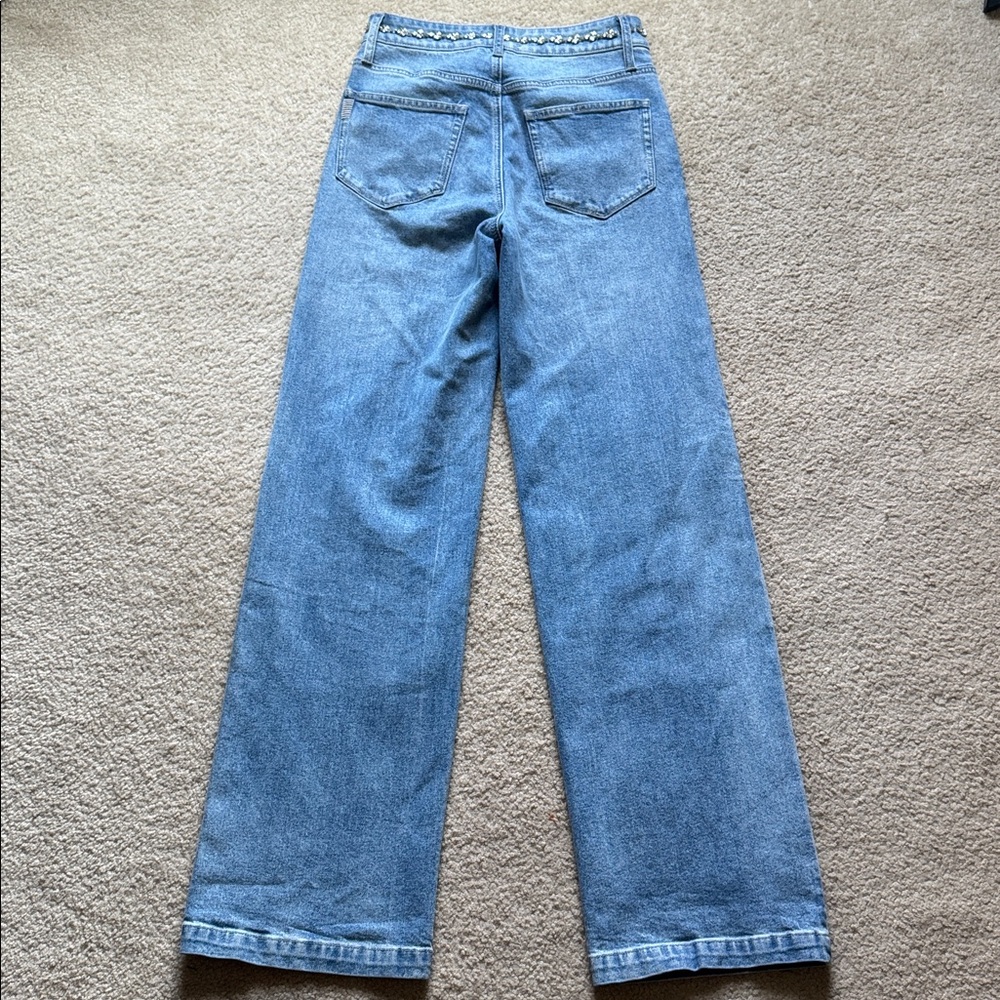 Anthropology | PAIGE Sasha Embellished High-Rise Wide-Leg Jeans | 27 - Picture 7 of 17